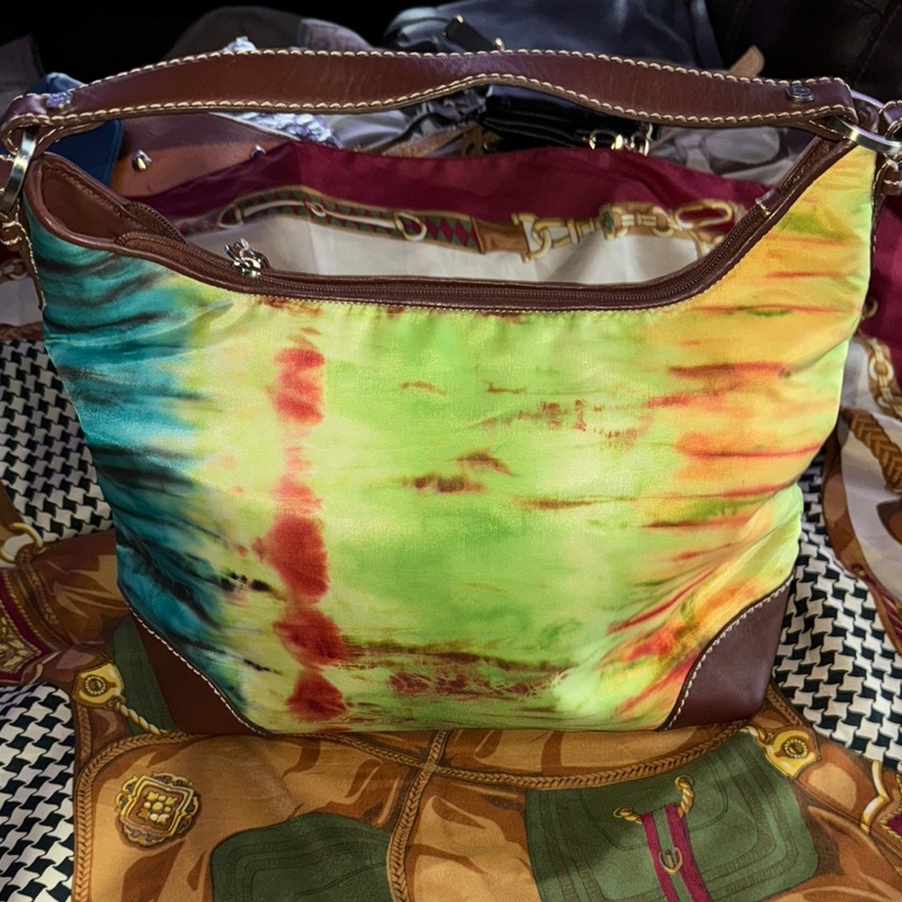 Colorful Donald J Pliner Tie-Dye Shoulder Bag EUC